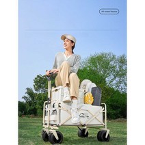 전동웨건 트롤리 트레일러 4륜 접이식 운반카, 특대형(블랙브레이크O)+테이블(블랙)