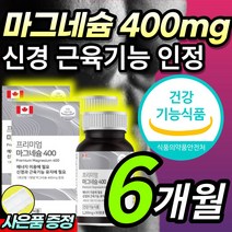 [식약처인증] 대용량 프리미엄 고함량 산화 마그네슘 400 마그네숨 눈 눈밑 팔 다리 쥐 떨림 에너지 신경 근육 기능 도움 보조제 +알약케이스포함, 6개월 / 2통 *베스트*