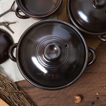 예산도자기 황토 손잡이 옹기방 뚝배기 중, 상세설명 참조, 01.예산도자기 손잡이 옹기방 (중)