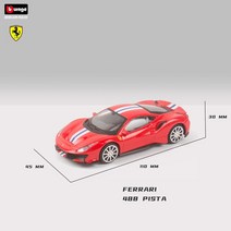 Bburago 143 페라리 488GTE 다이 캐스트 자동차 모델 합금 Laferrari F430 Itlalia 458 488 챌린지 250GTO F40 컬렉션 완구 선물, [05] 488 PISTA