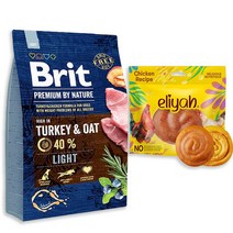 브릿 프리미엄 스포츠 치킨 전연령 대형견사료 3kg(+간식사은품), 다이어트 칠면조3kg+엘리야 치킨롤100g