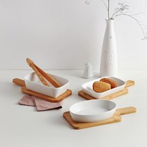 도자기 플레이트 우드핸들 트레이세트(3type), 높은형, 선택완료