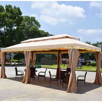 야외 정자 원두막 파고라 조립식 바베큐장 마당 정원, 양쪽 4X4미터기둥 10cm
