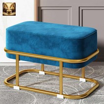 벤치의자 메탈 벨벳 쿠션좋은 골드 화장대의자, 스퀘어 벨벳 스카이블루, 1개