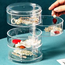 JABEZ5단 악세사리 수납함 원통형 케이스 소품수납 원형수납 쥬얼리보관함 머리끈정리 머리핀보관 투명수납함, 2단-일반형