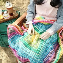[프롬멜팅]코바늘DIY 그래니스퀘어블랭킷 무릎담요 이불 빈티지 배색 뜨개키트 손뜨개패키지 KIT