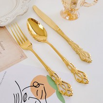 루비코코 골드 명품 빈티지 커트러리 세트 디저트 포크 버터 잼 나이프 스프레더, 디저트포크