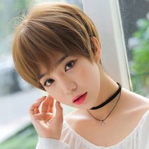 스타일 숏컷 가발 짧은 컷트 통가발 보브컷 여자 커트 머리 전체 티안나는, 브라운, 1개