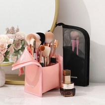 메이크업박스 화장품브러쉬가방 세로 파우치 호피스킨