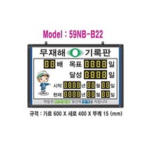 무재해기록판(넘버링 돌출형) 모델 59NB-B22 (수동식 숫자 돌림판) 규격 : 가로600X세로400X뚜께15(mm), 블랙알루미늄