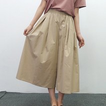 코튼 8부 봄 여름 밴딩 통 와이드팬츠 치마바지