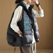 레트로 세련된 따뜻한 데일리 여성 패딩 조끼 베스트 덕 다운 코디 시밀러 출퇴근 일상 룩 유행 패션