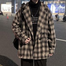 남성 모직 코트 하프코트 체크 허리끈 캐주얼 pfk62 fensuir6