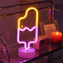LED 네온사인 1+1 간판 네온 미니 실내 전광판 인테리어 조명, 단일사이즈, 아이스크림