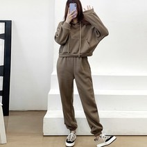 스토리원 여성 2pcs 크롭 후드티 트레이닝 조거팬츠 세트 WM-SET27