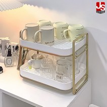 JS리빙 그릇 건조대 식기 정리대 접시 물받이 모던 트레이 2단 주방 선반 다용도 건조 거치대 설거지 싱크대 미니 컵 정리함 물빠짐 화이트 수납 정리 /MD: WKNV_9867*4