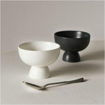 모던 감성 도자기 디저트 아이스크림 요거트 빙수 장류 소스 굽높은 에스티 볼 그릇 10cm, 차콜, 1개