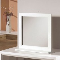 우드웰 스탠드형 하이그로시 사각거울 600 x 600, 화이트꽃