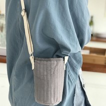 누빔패턴 드링크백 텀블러백 제로웨이스트 물병가방 컵홀더 포켓백 5컬러, 화이트