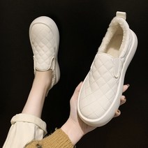 나루니 여성슬립온 기모 털 퀼팅 단화 캐주얼 가을 겨울 3cm 3cm굽
