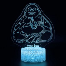 3D 불교 LED 야간 조명 부처님 모델 감동 램프 룸 장식 상품 종교 불교에 대 한, MY-693, Crack base 7 colors