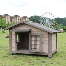 야외시골개집 야외개집 강아지 대형견 하우스 중형견 견집 시골 테라스 야외 시골 반려견, 밝은 회색, L