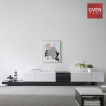 GVEN 지벤 뉴 노르마니 콘센트 유리도어 거실장 GL, 그레이, 그레이블랙