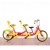 오팔디 친자 탠덤 자전거 3인승 등교 통학용 다인승 다인용 투어링, 프레임없는레드+옐로우