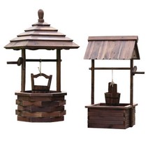 물레방아 정원꾸미기 베란다 인공 연못 천연가습 어항, 나무헤링본탑(업그레이드모델)50cm이상