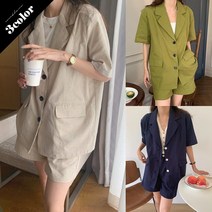 코코블랑 린넨코튼 쓰리버튼자켓+팬츠set
