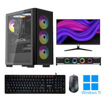 포유컴퓨터 게이밍 조립 PC 모니터 풀세트 컴퓨터 본체 최신 롤 배그 고사양 윈도우, FY-12, 01. 24인치