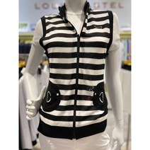 루이까스텔[NC강남] 22S/S LOUIS CASTEL 여성 골프웨어 스트라이프 니모 주머니 포인트 니트 풀집업 베스트