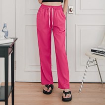 [오버나인] 여성 구김없는 컬러 와이드 밴딩 롱팬츠