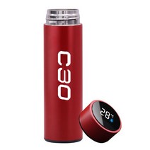 욕실선반 정화조 차량용500ml 휴대용 자동차 스마트 보온병 머그잔 커피 컵 절연 온도 표시 볼 보 C30 T6 X, 01 Red