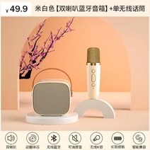 마이크 휴대용 블루투스 무선 노래방, 화이트 + 마이크1개