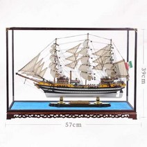 목조 범선 모형배 인테리어 DIY 목범선 복고풍 선물용, 베스푸치부티크52cm+웬지우드더스트커버