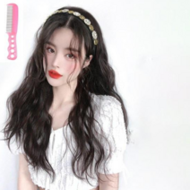 가발위드 긴머리 히피 웨이브 머리띠 가발+가발전용빗1개+세트, 네츄럴블랙, 1세트