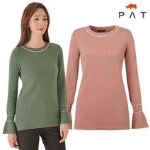 PAT 자수배색 라운드넥 풀오버 니트