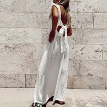 린넨 원피스 마 빅사이즈 롱 리넨 여성용 코튼 비치 보호 드레스 타이업 나비 매듭 할로우 아웃 캐주얼 스퀘어 칼라 허리 긴 패션