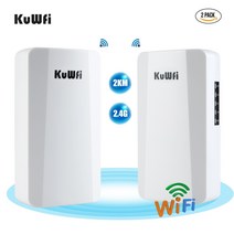공유기 KuWFi 와이파이 라우터 300Mbps 야외 무선 브리지 24G AP 1KM 장거리 리피터 와이파이 익스텐더 110/00M LAN 포트 1PC/2PCS, 02 TWO PCS