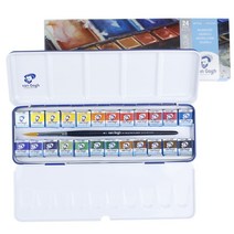 반고흐 수채화 물감 블루 철제 박스 세트 고체 24색, 반 고흐 12색 휴미더 박스 1.5ml