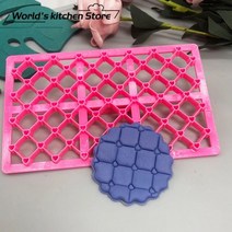 초콜릿 케이크 쿠키 몰드 틀 커터 플라스틱 인쇄 비스킷 퐁당 레이스 장식 꽃잎 이불 점자 금형 도구 과자 베이킹, 파란