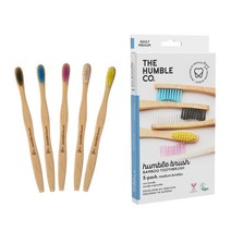 험블 브러쉬 친환경 스웨덴 성인 대나무칫솔 Humble Brush Adult Soft 5팩, medium bristle