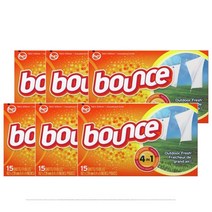 바운스 패브릭 소프트너 건조기시트 15장 Bounce Fabric Softener Dryer Sheets Outdoor Fresh Scent, 6팩