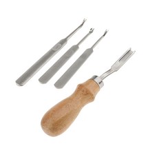 GHSHOP 4 개 조각 U V 모양의 바느질 그루버 Skiving Edge 가죽 공예 도구 키트, 모듬, 스테인레스 스틸, 실버