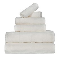 SUPERIOR 100% 터키산 면 500 GSM 퀵 드라이 6피스 타월 세트 페이스 2개 핸드 2개 목욕 타월 2개 욕실 베이직 스파 목욕 샤워 건조 필수품 부드러, 12 Piece Towel Set, Ivory