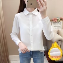 블라우스 여성 정장 셔츠 2023 봄 가을 겨울 새로운 스타일 플러스 벨벳과 두꺼운 활 쉬폰 화이트 셔츠 여성용 내부 긴팔 바닥 탑