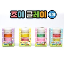 [날쌘거북이] 조이 클레이 (4pcs) 1세트/ 어린이집 생일선물 유치원 답례품 / 플레이점토 만들기 [ 리본끈 완포장 +메세지스티커2종 동봉], 핑크