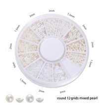 진주 비즈 부품 손톱 액세서리 플랫백 1 상자 아크릴 볼 석 전 가용 바느질 키트, 03 mixed pearl