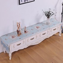 SKANDSALO 식탁보 레이스 패브릭아트 직사각형 거실 화장대 신발장 긴테이블 커버먼지방지 덮개천, T11-자스민 그린, C04-40*280CM(적합 장롱 205-240CM)